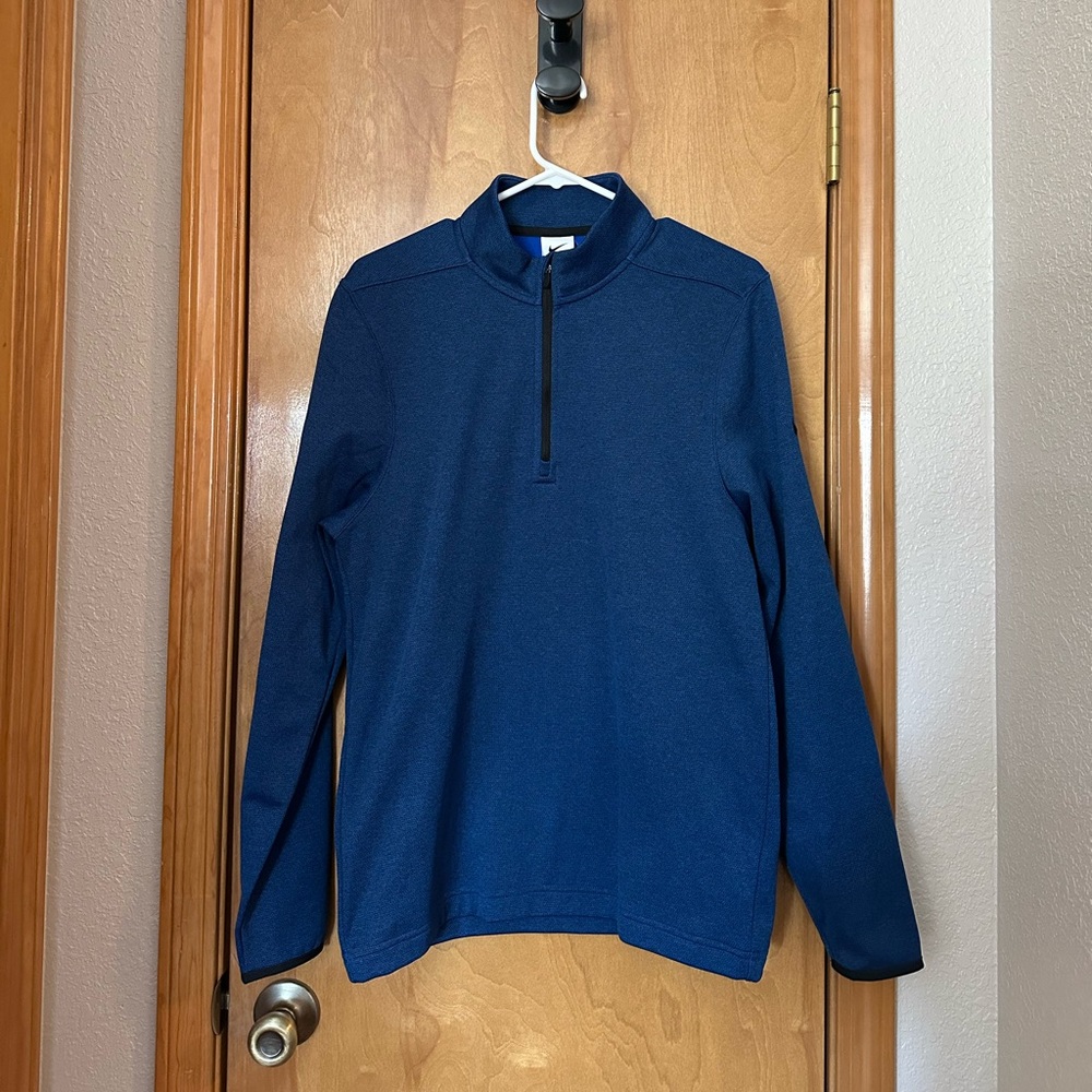 Men's Small Blue Black Nike Therma-fit Quarter-Zip Sweater